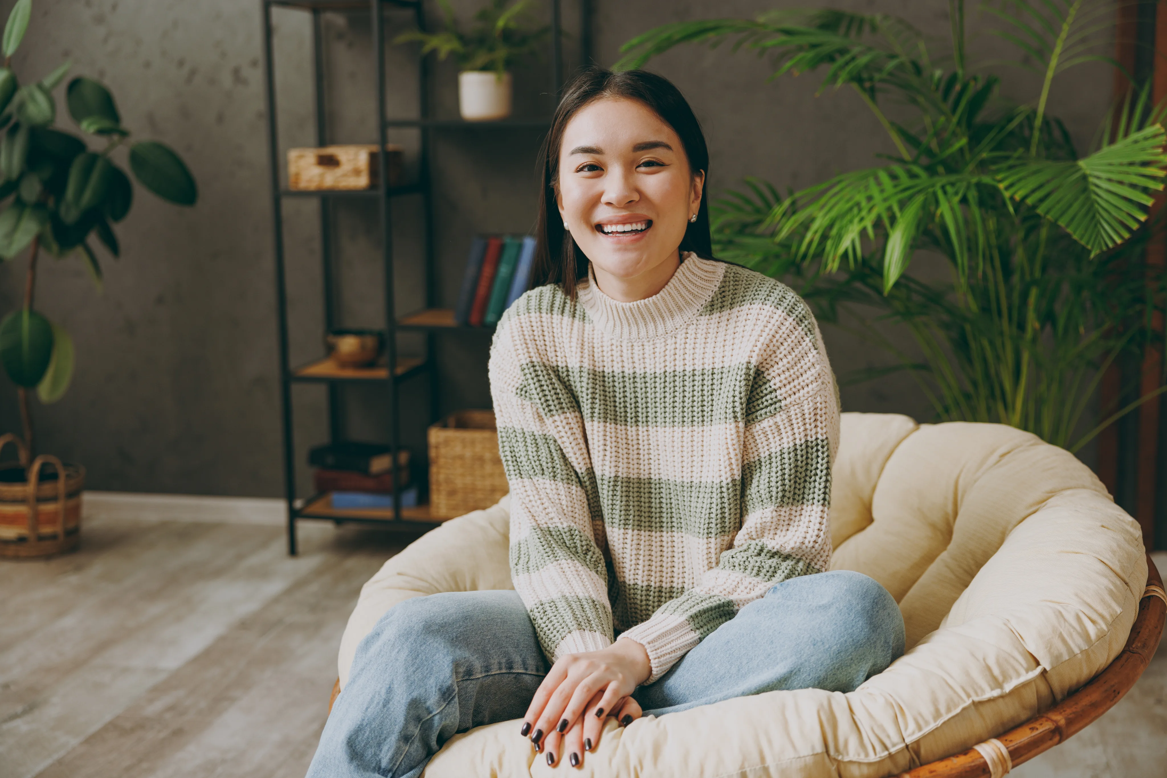 patient smiling relaxed in a chair
